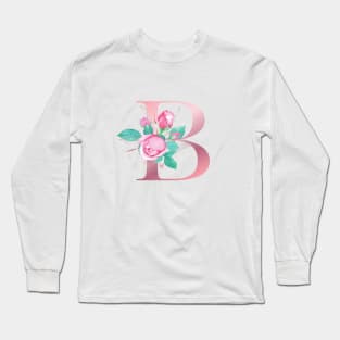 ALPHABET LETTER B IN FLORAL STYLE; PERSONALIZED GIFTS WITH FLOWERS LETTER Long Sleeve T-Shirt